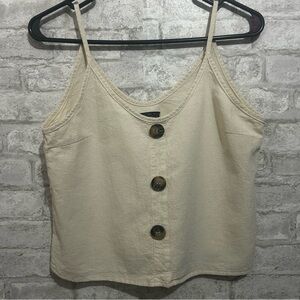 Cream Tank Top with brown buttons